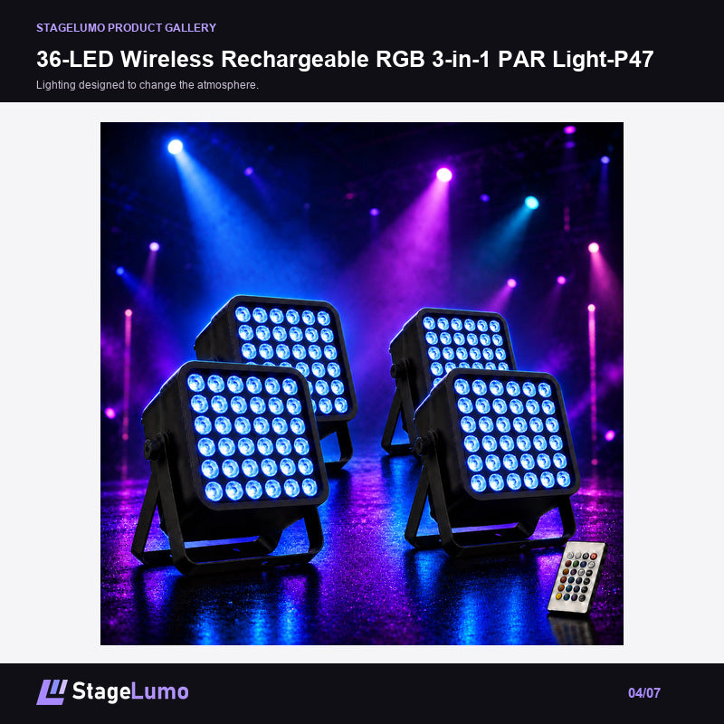 36-LED Wireless Rechargeable RGB 3-in-1 PAR Light-P47 - StageLumo image 4