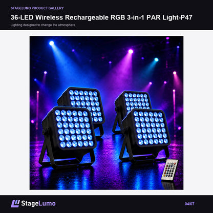 36-LED Wireless Rechargeable RGB 3-in-1 PAR Light-P47 - StageLumo image 4