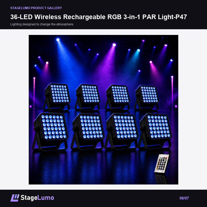 36-LED Wireless Rechargeable RGB 3-in-1 PAR Light-P47 - StageLumo image 6