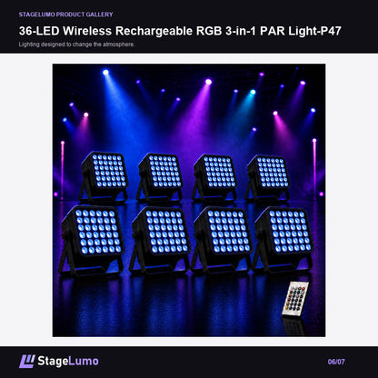 36-LED Wireless Rechargeable RGB 3-in-1 PAR Light-P47 - StageLumo image 6