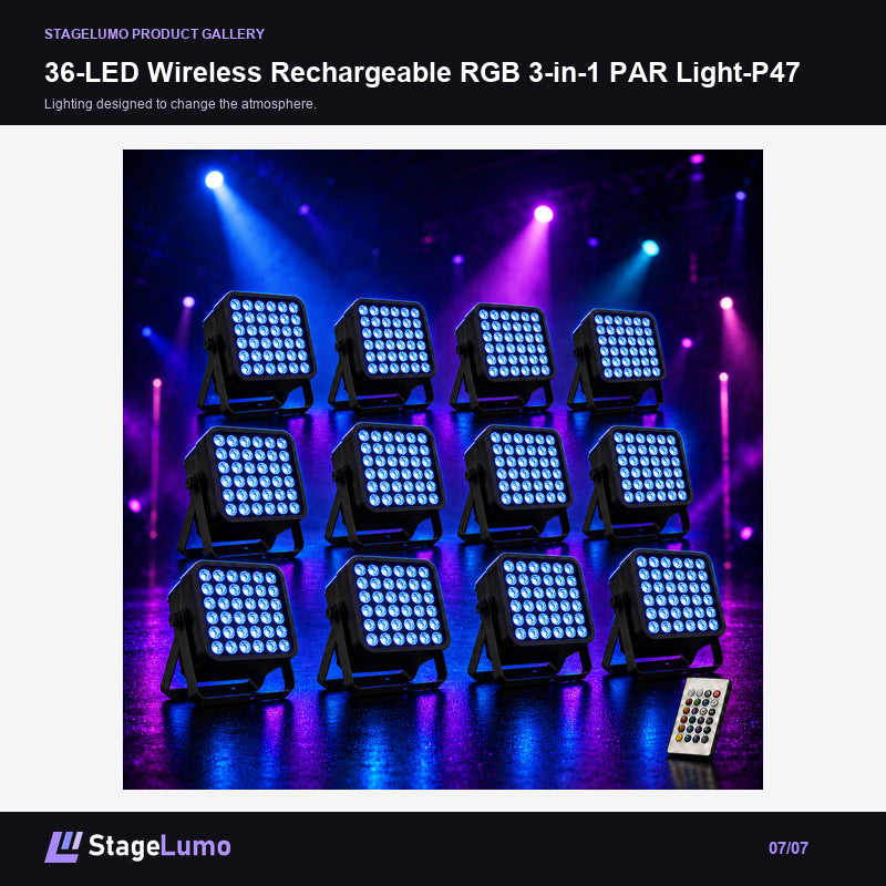 36-LED Wireless Rechargeable RGB 3-in-1 PAR Light-P47 - StageLumo image 7