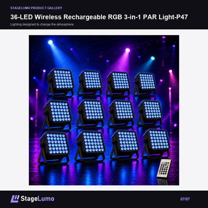 36-LED Wireless Rechargeable RGB 3-in-1 PAR Light-P47 - StageLumo image 7