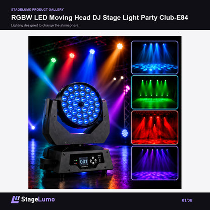 RGBW LED Moving Head DJ Stage Light Party Club-E84 - StageLumo image 1
