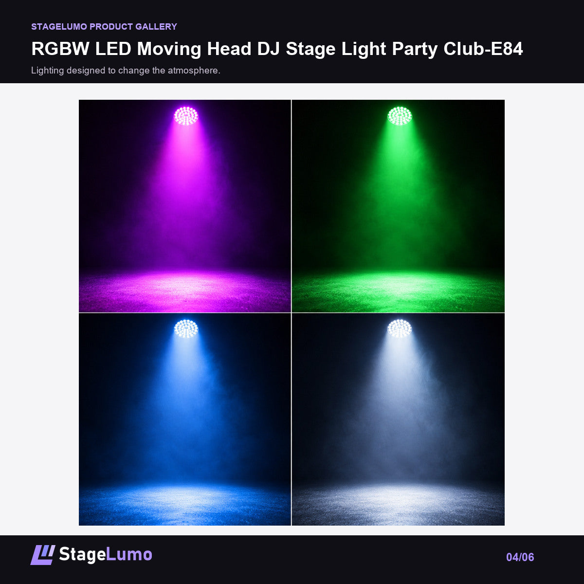 RGBW LED Moving Head DJ Stage Light Party Club-E84 - StageLumo image 4