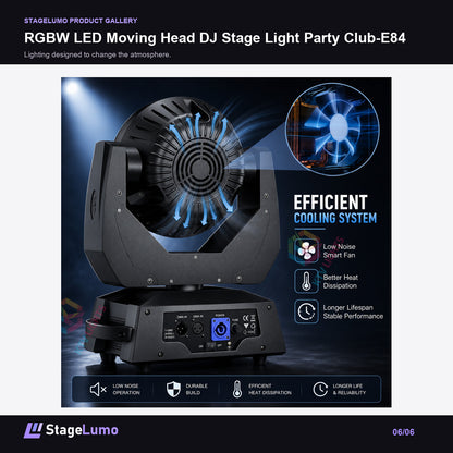 RGBW LED Moving Head DJ Stage Light Party Club-E84 - StageLumo image 6