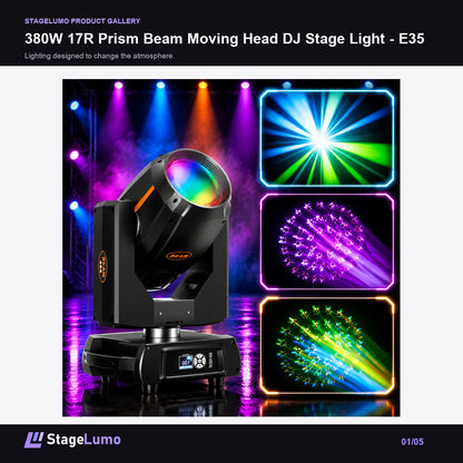 380W 17R Prism Beam Moving Head DJ Stage Light - E35 - StageLumo image 1