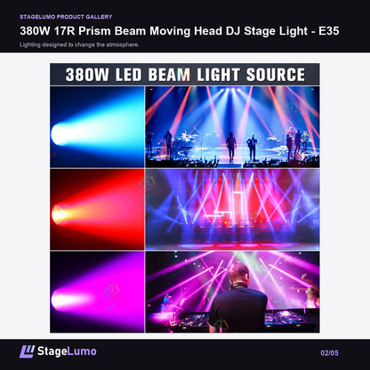 380W 17R Prism Beam Moving Head DJ Stage Light - E35 - StageLumo image 2