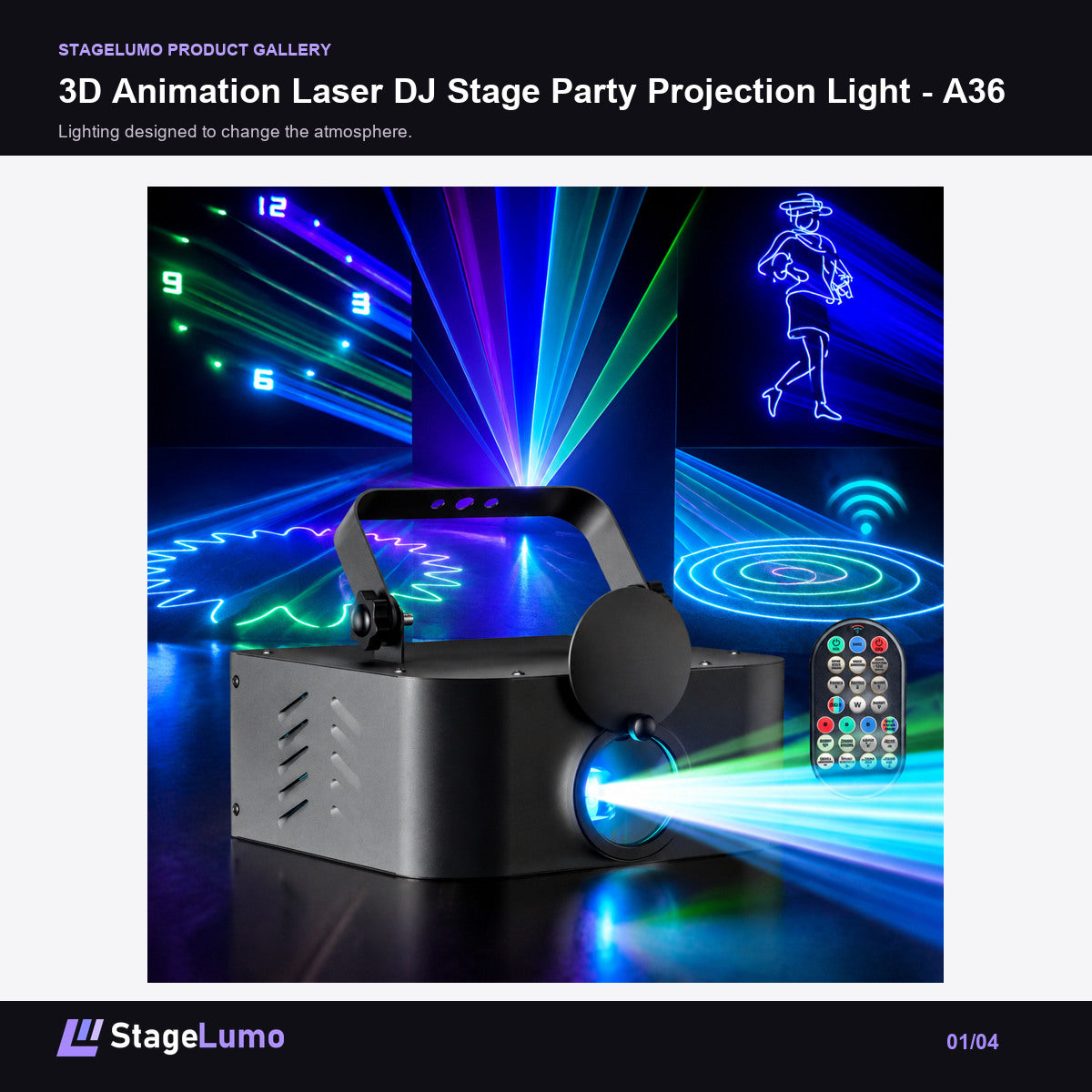3D Animation Laser DJ Stage Party Projection Light - A36 - StageLumo image 1