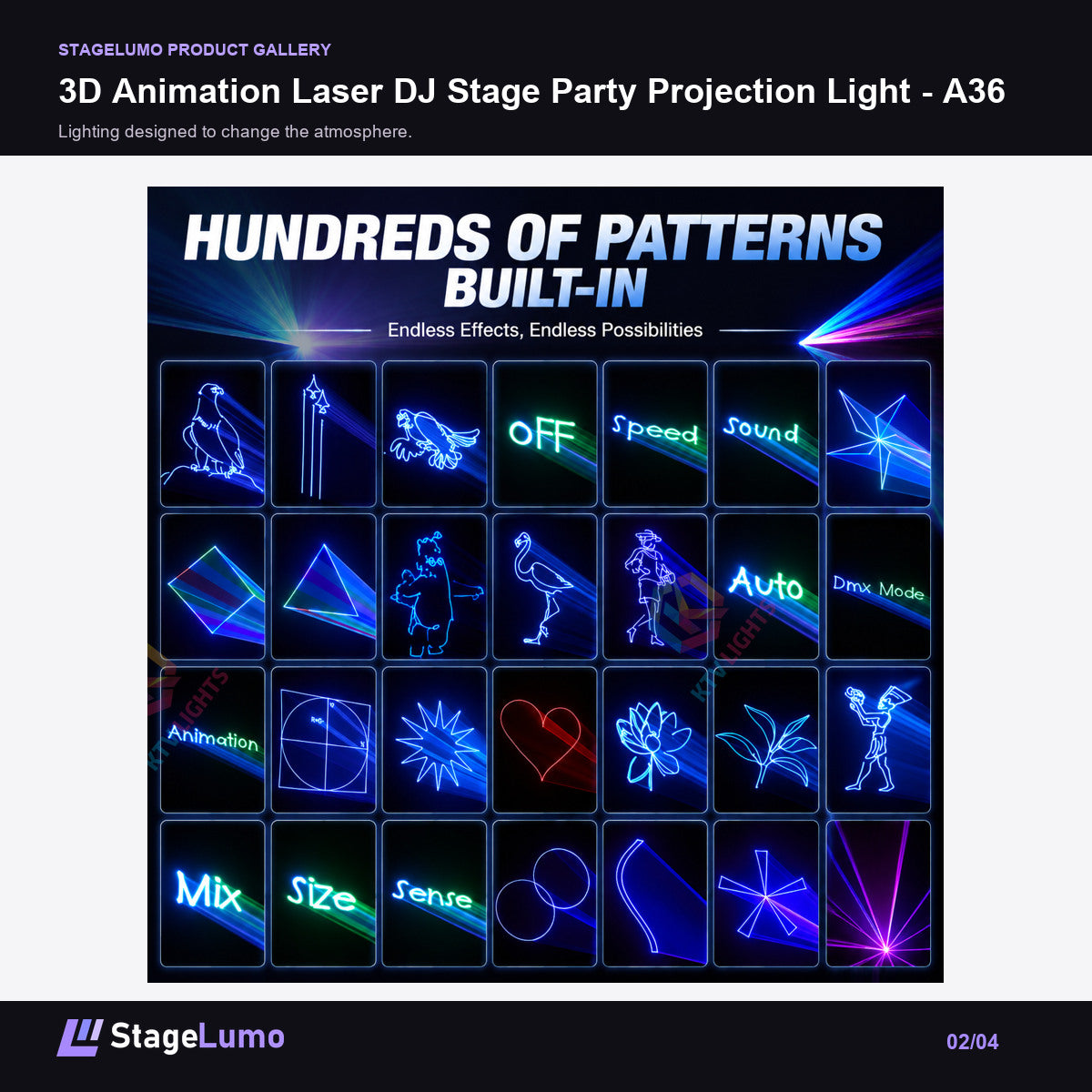3D Animation Laser DJ Stage Party Projection Light - A36 - StageLumo image 2