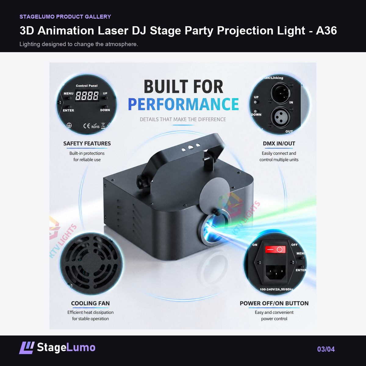 3D Animation Laser DJ Stage Party Projection Light - A36 - StageLumo image 3