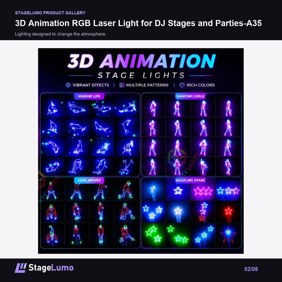 3D Animation RGB Laser Light for DJ Stages and Parties-A35 - StageLumo image 2