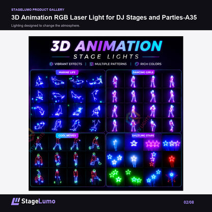 3D Animation RGB Laser Light for DJ Stages and Parties-A35 - StageLumo image 2