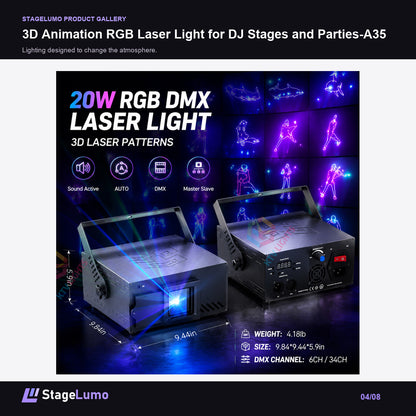 3D Animation RGB Laser Light for DJ Stages and Parties-A35 - StageLumo image 4