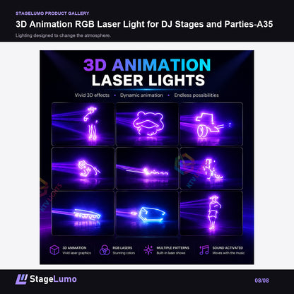 3D Animation RGB Laser Light for DJ Stages and Parties-A35 - StageLumo image 8