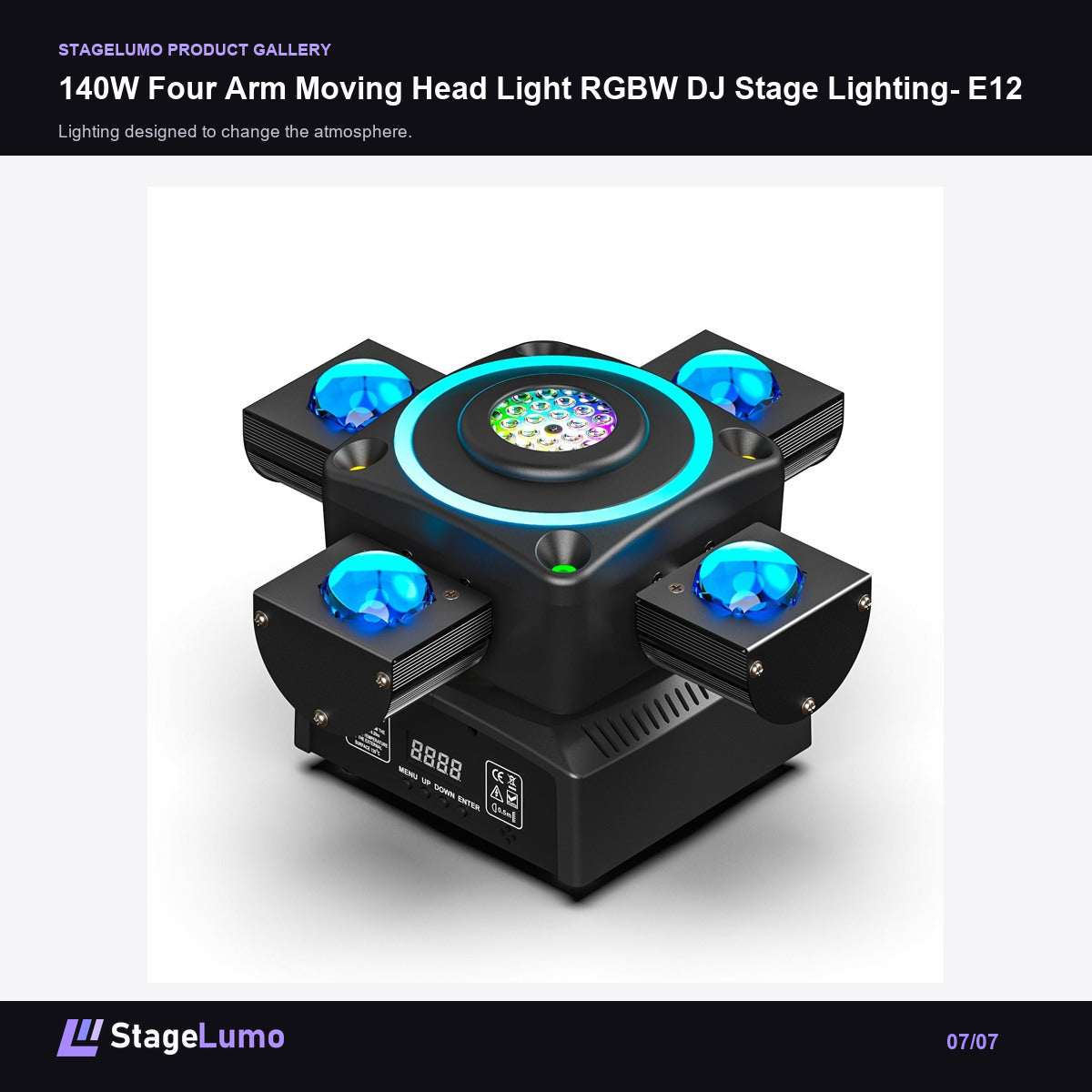 140W Four Arm Moving Head Light RGBW DJ Stage Lighting- E12 - StageLumo image 7