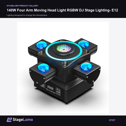 140W Four Arm Moving Head Light RGBW DJ Stage Lighting- E12 - StageLumo image 7