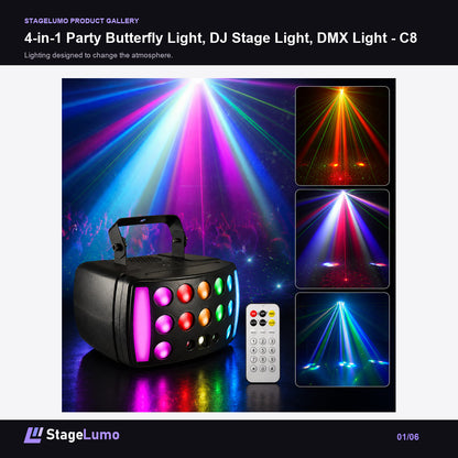 4-in-1 Party Butterfly Light, DJ Stage Light, DMX Light - C8 - StageLumo image 1