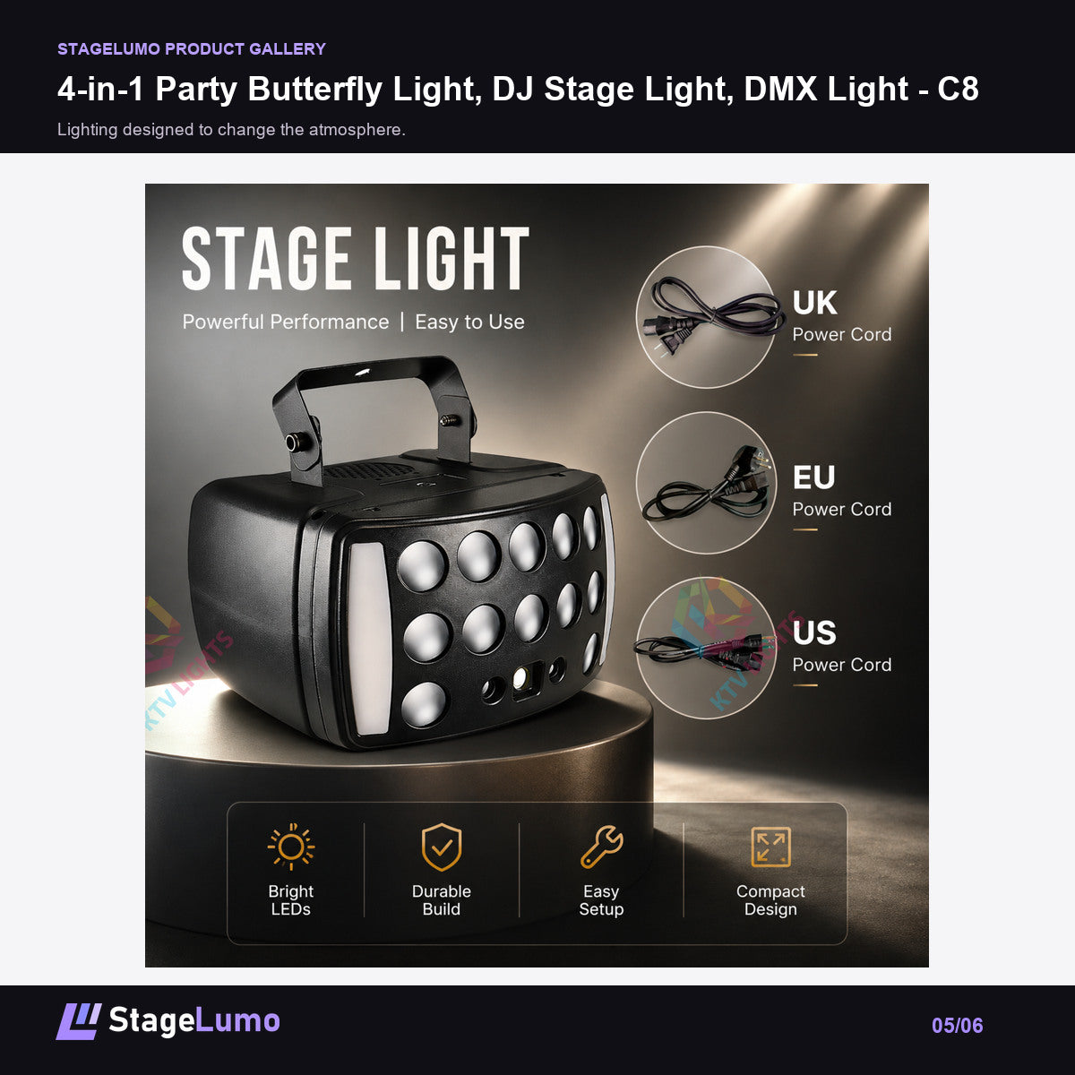 4-in-1 Party Butterfly Light, DJ Stage Light, DMX Light - C8 - StageLumo image 5