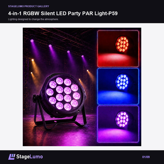 4-in-1 RGBW Silent LED Party PAR Light-P59 - StageLumo image 1