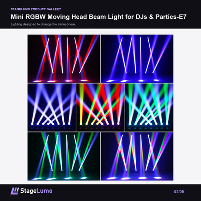 Mini RGBW Moving Head Beam Light for DJs & Parties-E7 - StageLumo image 2