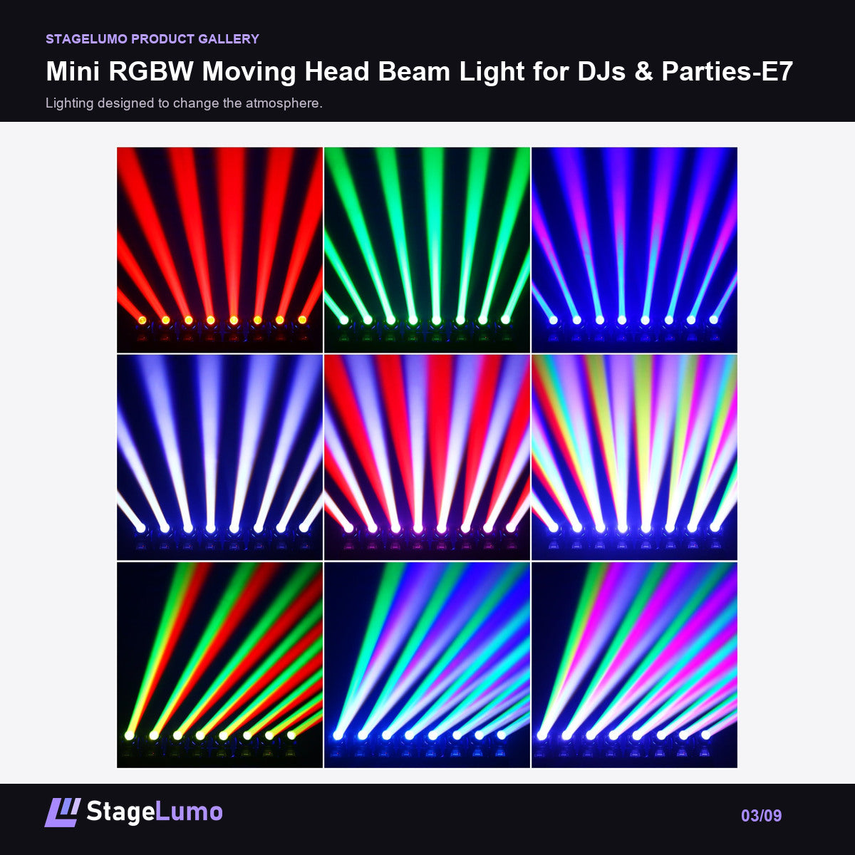 Mini RGBW Moving Head Beam Light for DJs & Parties-E7 - StageLumo image 3