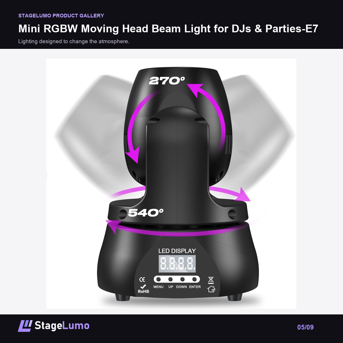 Mini RGBW Moving Head Beam Light for DJs & Parties-E7 - StageLumo image 5