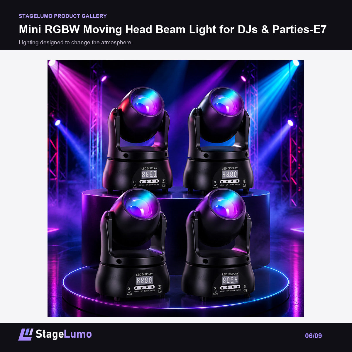 Mini RGBW Moving Head Beam Light for DJs & Parties-E7 - StageLumo image 6