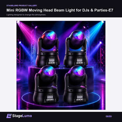Mini RGBW Moving Head Beam Light for DJs & Parties-E7 - StageLumo image 6