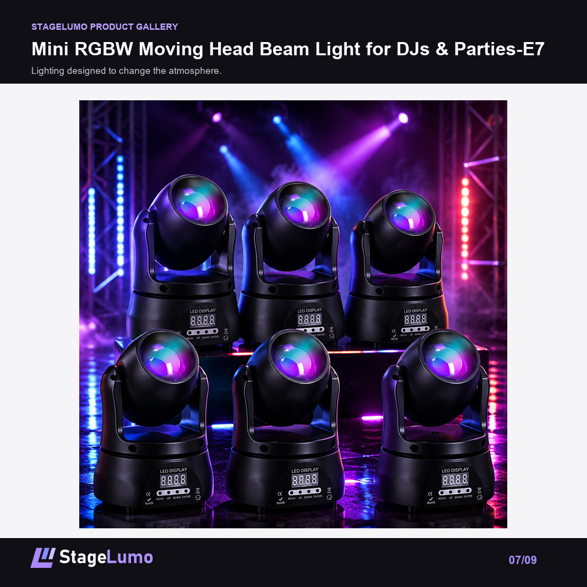 Mini RGBW Moving Head Beam Light for DJs & Parties-E7 - StageLumo image 7