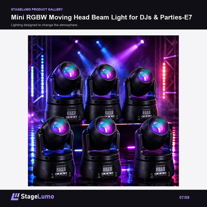 Mini RGBW Moving Head Beam Light for DJs & Parties-E7 - StageLumo image 7