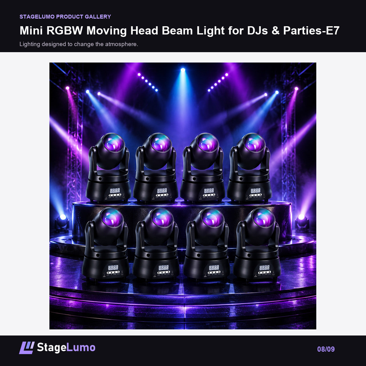 Mini RGBW Moving Head Beam Light for DJs & Parties-E7 - StageLumo image 8