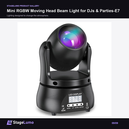 Mini RGBW Moving Head Beam Light for DJs & Parties-E7 - StageLumo image 9