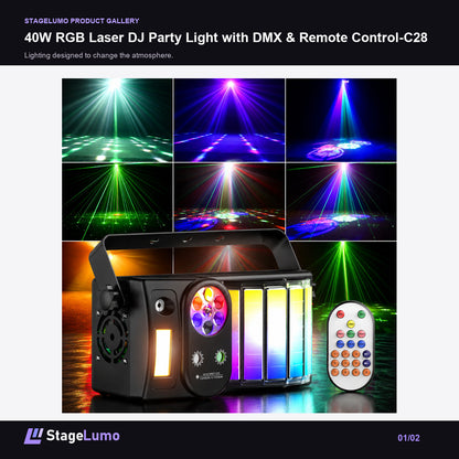 40W RGB Laser DJ Party Light with DMX & Remote Control-C28 - StageLumo image 1