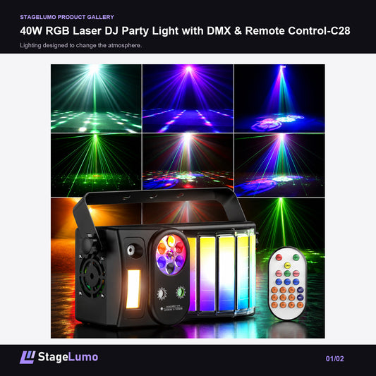 40W RGB Laser DJ Party Light with DMX & Remote Control-C28 - StageLumo image 1
