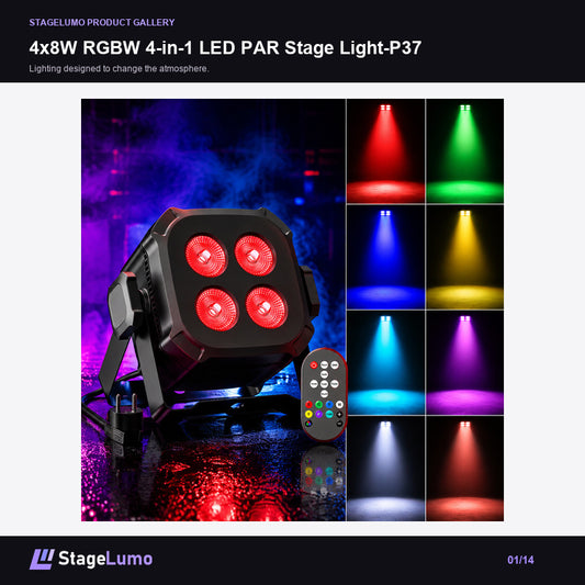 4x8W RGBW 4-in-1 LED PAR Stage Light-P37 - StageLumo image 1