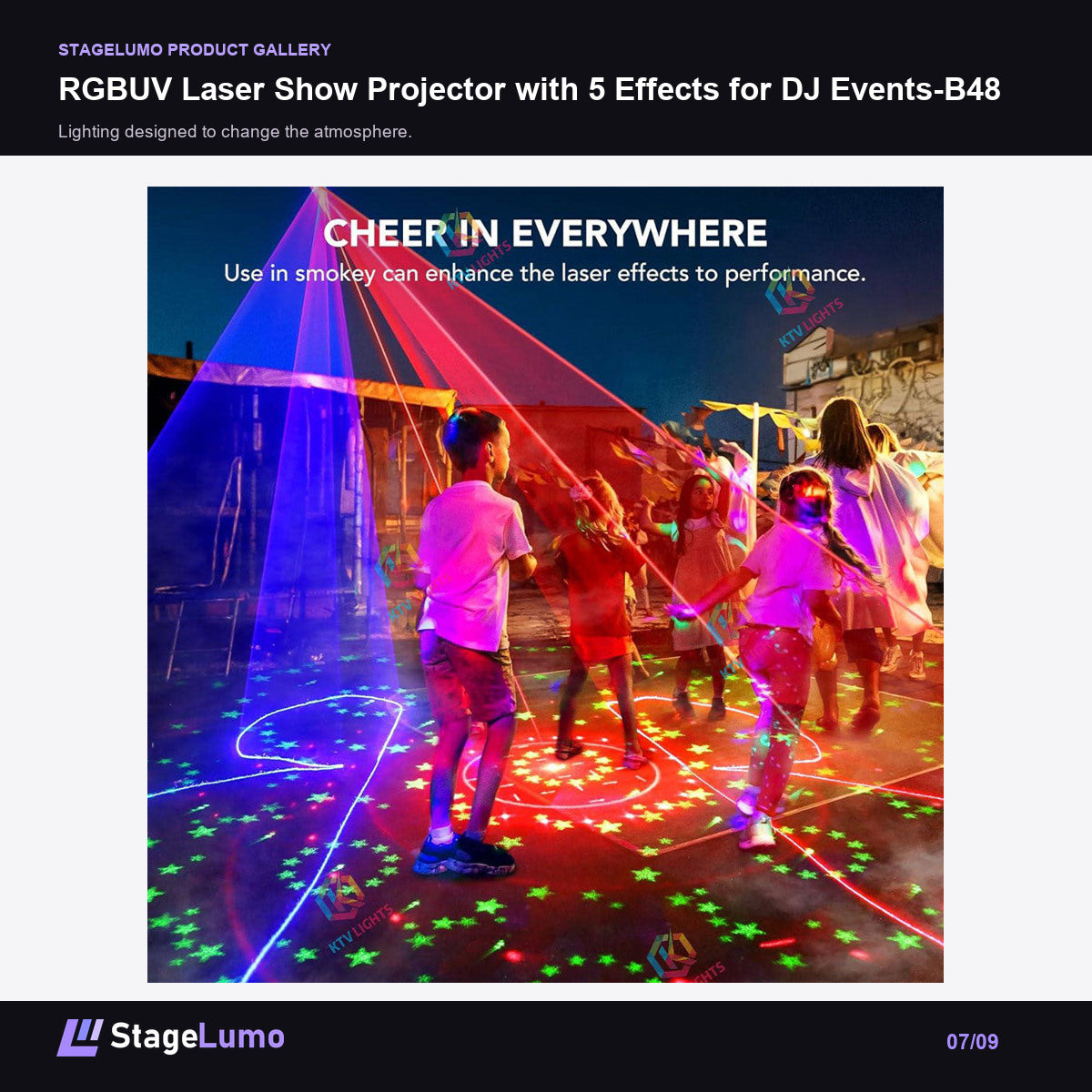 RGBUV Laser Show Projector with 5 Effects for DJ Events-B48 - StageLumo image 7