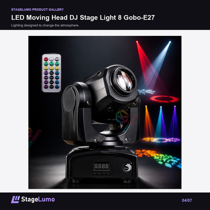 LED Moving Head DJ Stage Light 8 Gobo-E27 - StageLumo image 4