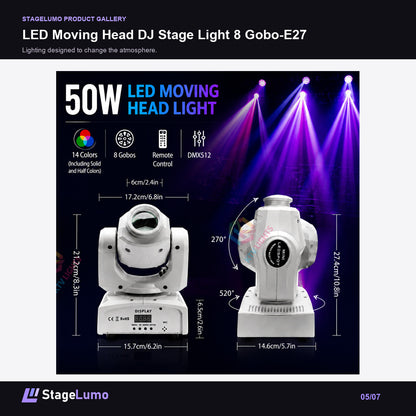 LED Moving Head DJ Stage Light 8 Gobo-E27 - StageLumo image 5