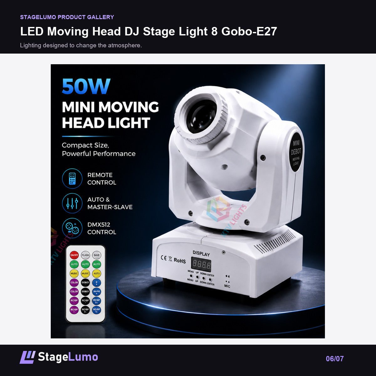 LED Moving Head DJ Stage Light 8 Gobo-E27 - StageLumo image 6