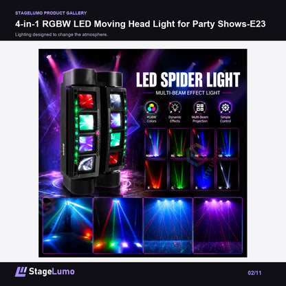 4-in-1 RGBW LED Moving Head Light for Party Shows-E23 - StageLumo image 2