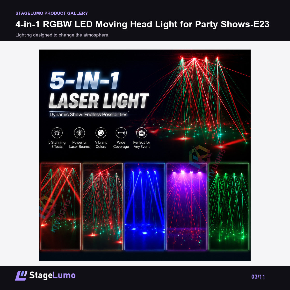 4-in-1 RGBW LED Moving Head Light for Party Shows-E23 - StageLumo image 3