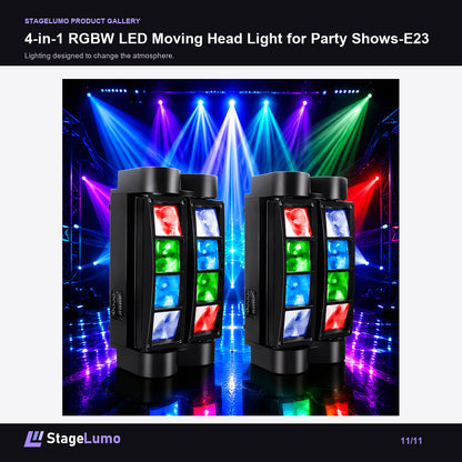 4-in-1 RGBW LED Moving Head Light for Party Shows-E23 - StageLumo image 11