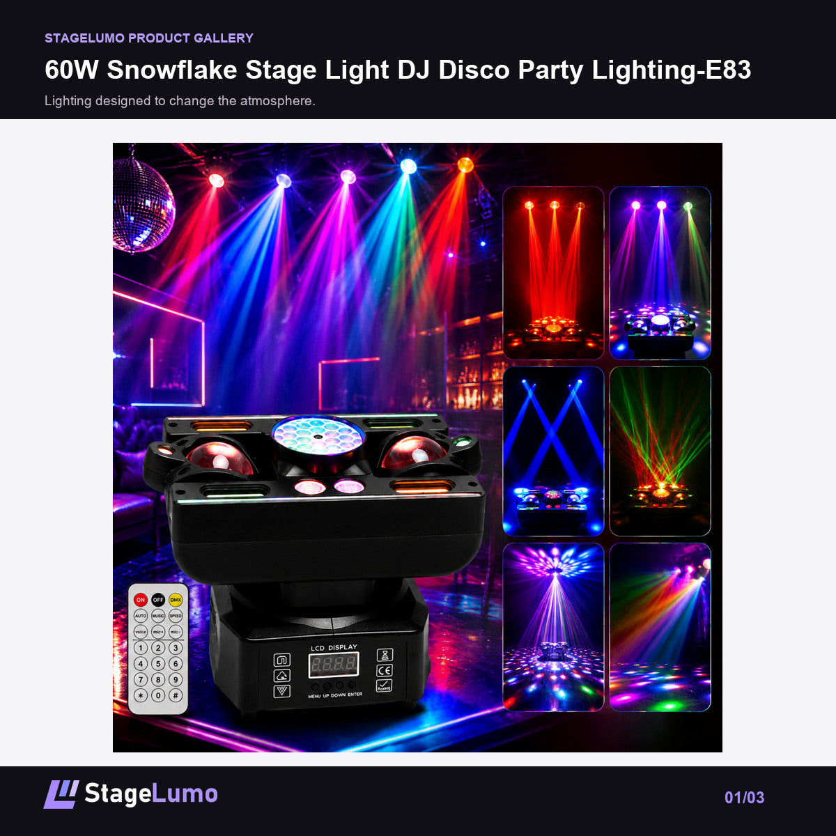 60W Snowflake Stage Light DJ Disco Party Lighting-E83 - StageLumo image 1