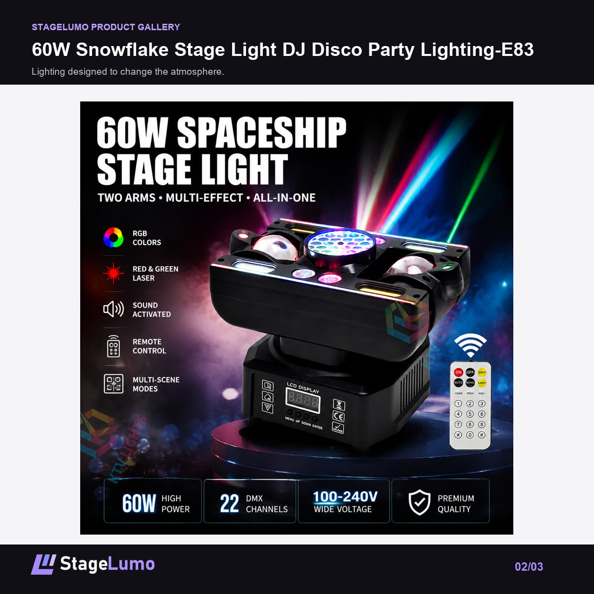 60W Snowflake Stage Light DJ Disco Party Lighting-E83 - StageLumo image 2