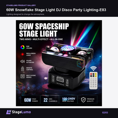 60W Snowflake Stage Light DJ Disco Party Lighting-E83 - StageLumo image 2