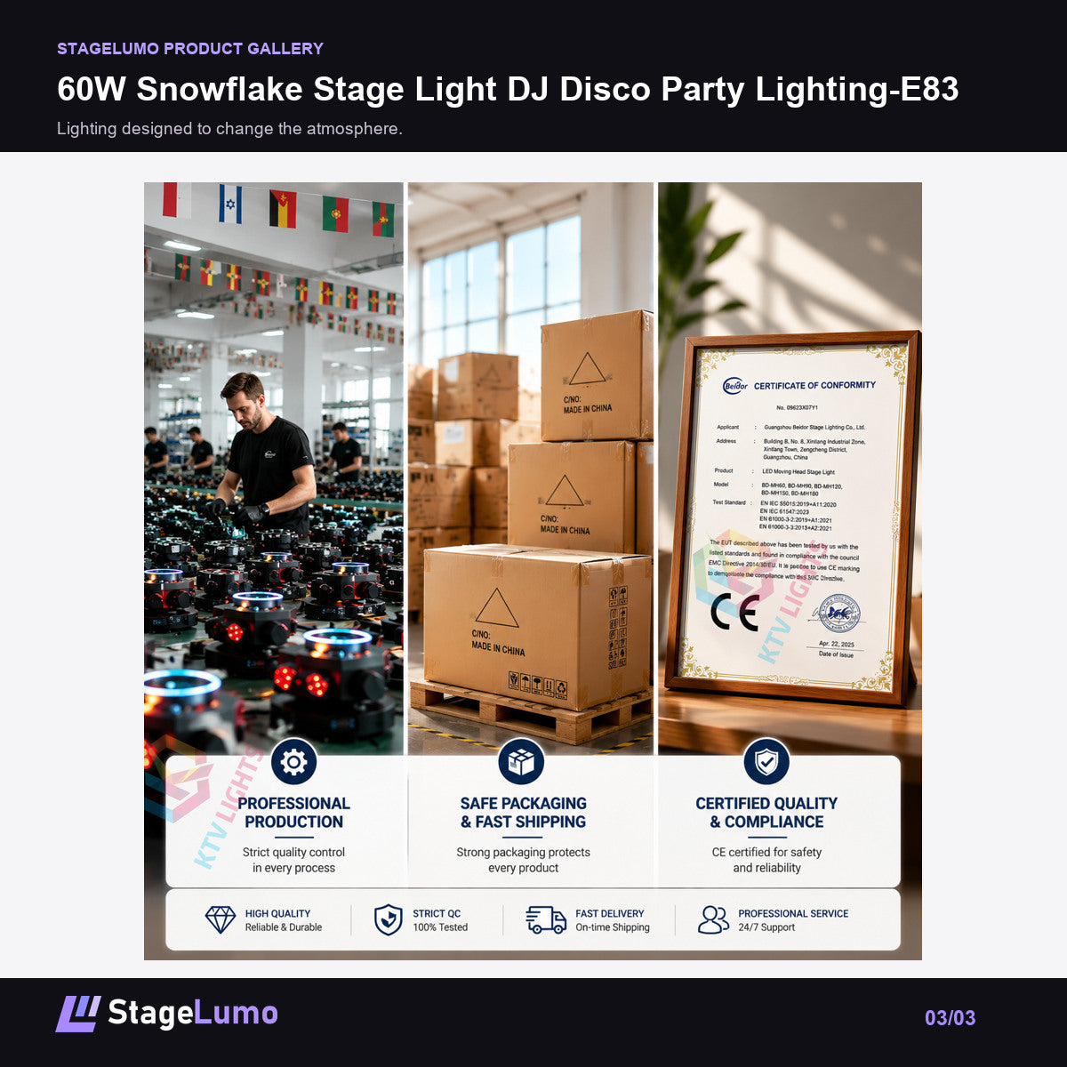 60W Snowflake Stage Light DJ Disco Party Lighting-E83 - StageLumo image 3