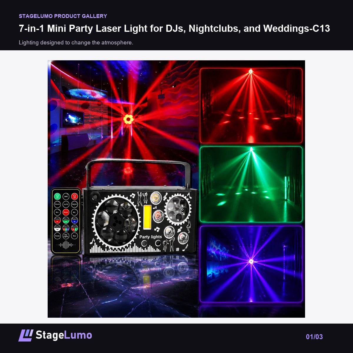7-in-1 Mini Party Laser Light for DJs, Nightclubs, and Weddings-C13 - StageLumo image 1