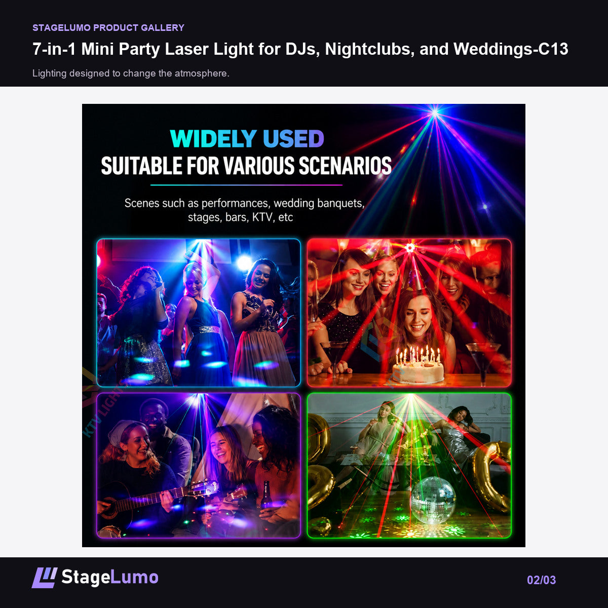 7-in-1 Mini Party Laser Light for DJs, Nightclubs, and Weddings-C13 - StageLumo image 2
