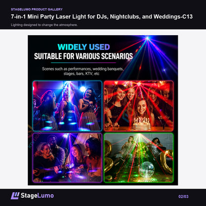 7-in-1 Mini Party Laser Light for DJs, Nightclubs, and Weddings-C13 - StageLumo image 2
