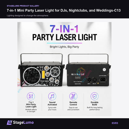 7-in-1 Mini Party Laser Light for DJs, Nightclubs, and Weddings-C13 - StageLumo image 3